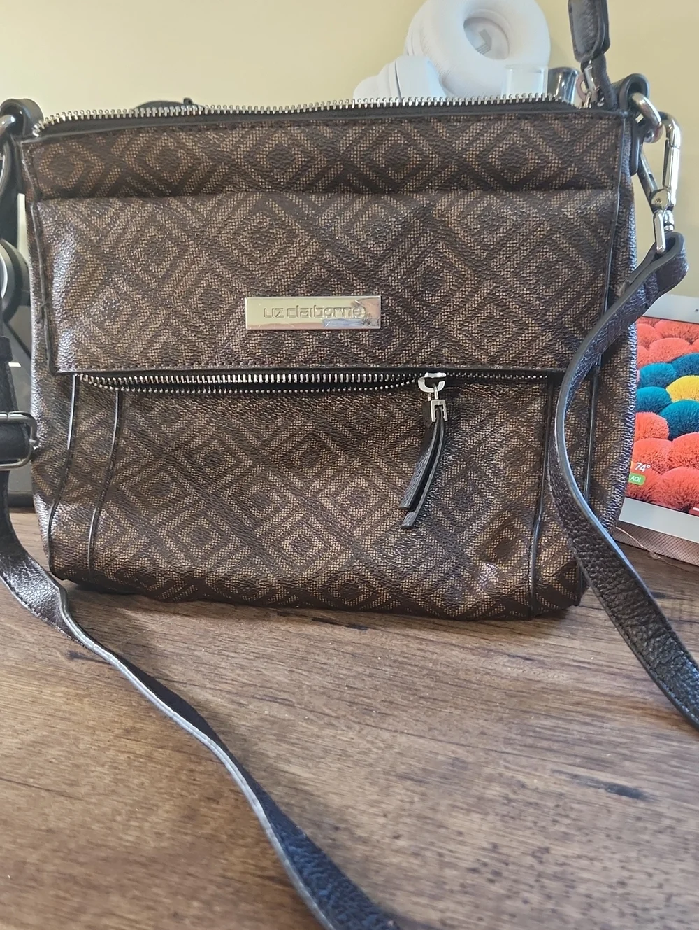 Liz Claiborne Brown Patterned Crossbody Bag